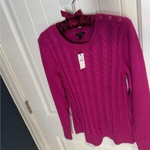 Talbots Women's Fuchsia Cable Knit Sweater